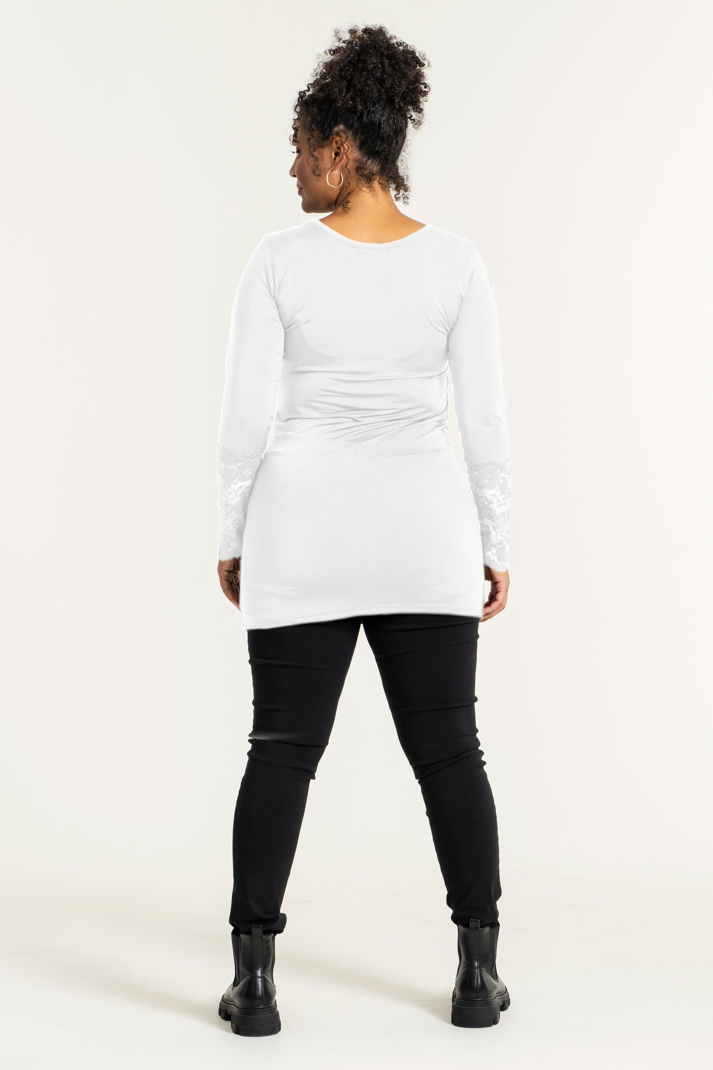 Sandgaard Blouse w. Long Lace Sleeve Top White