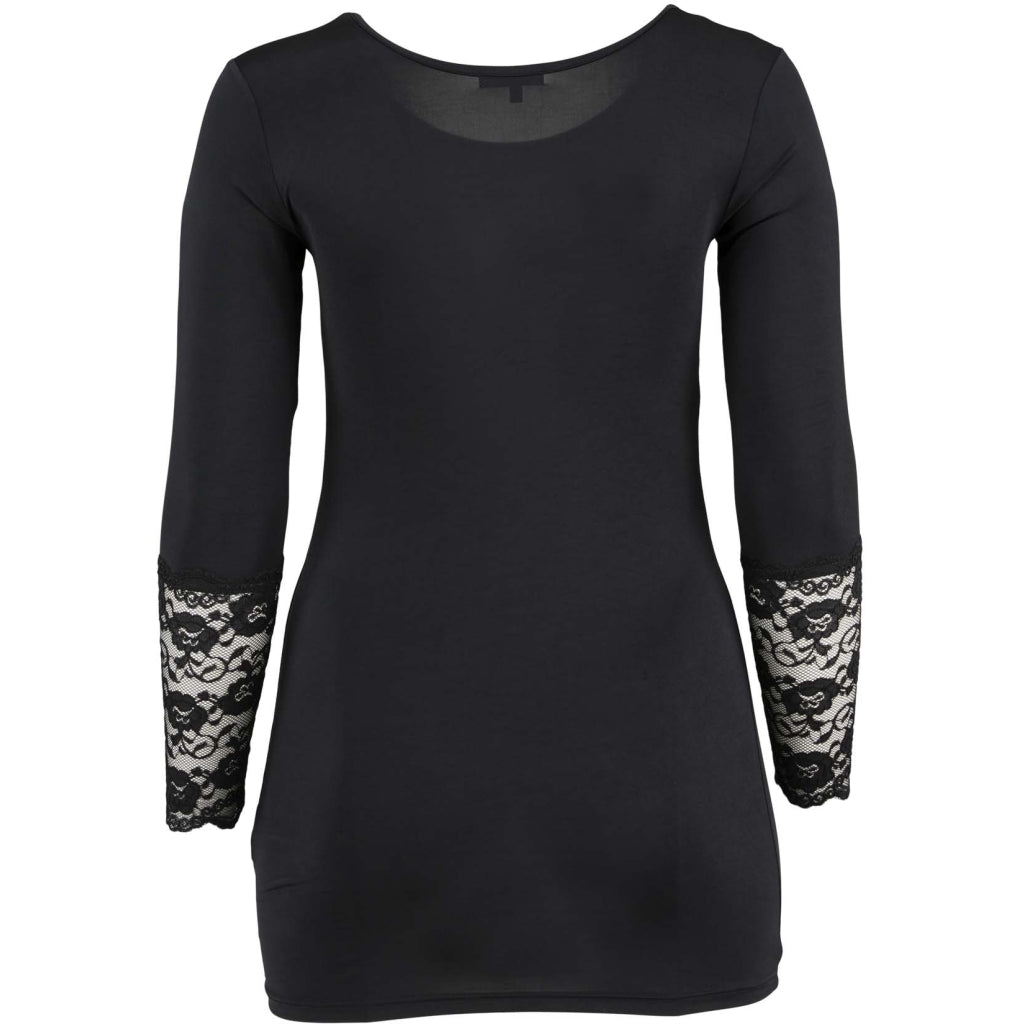 Sandgaard Bluse med blonde ærmer Top Black