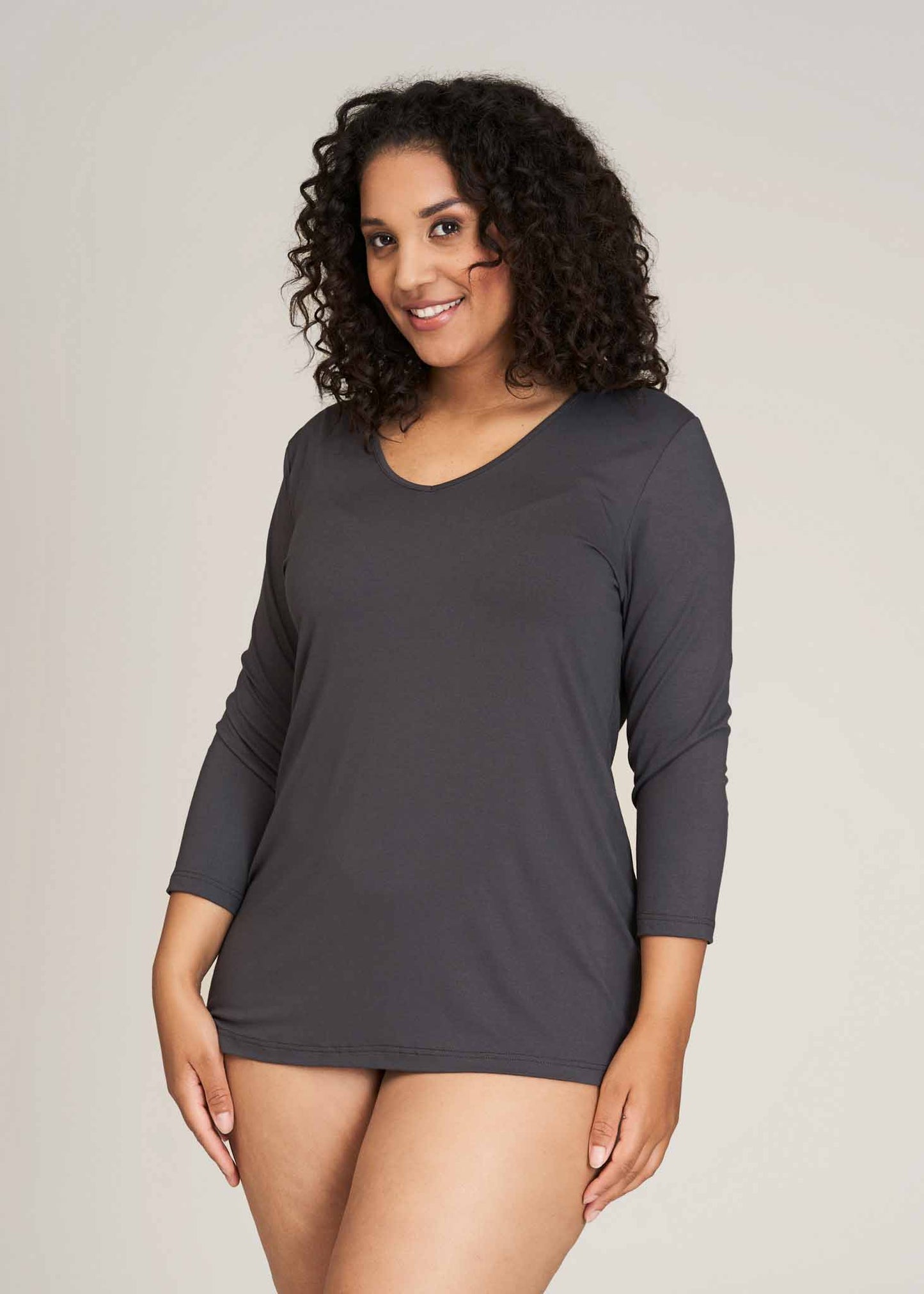 Sandgaard T-shirt med 3/4 ærmer T-Shirt Grey