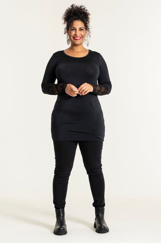 Sandgaard Blouse w. Long Lace Sleeve Top Black