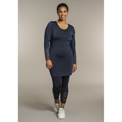 Sandgaard Bluse med blonde ærmer Top Dark Blue