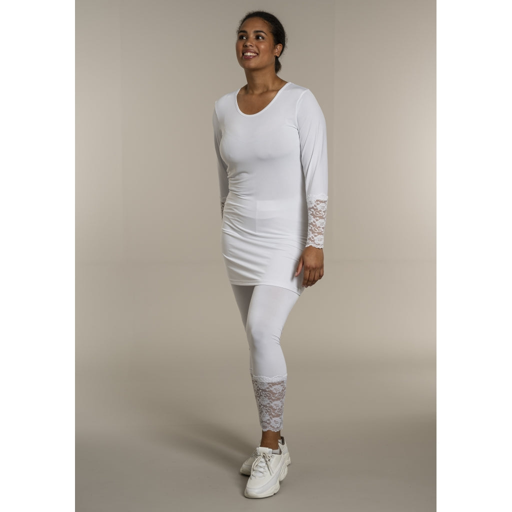 Sandgaard Bluse med blonde ærmer Top White