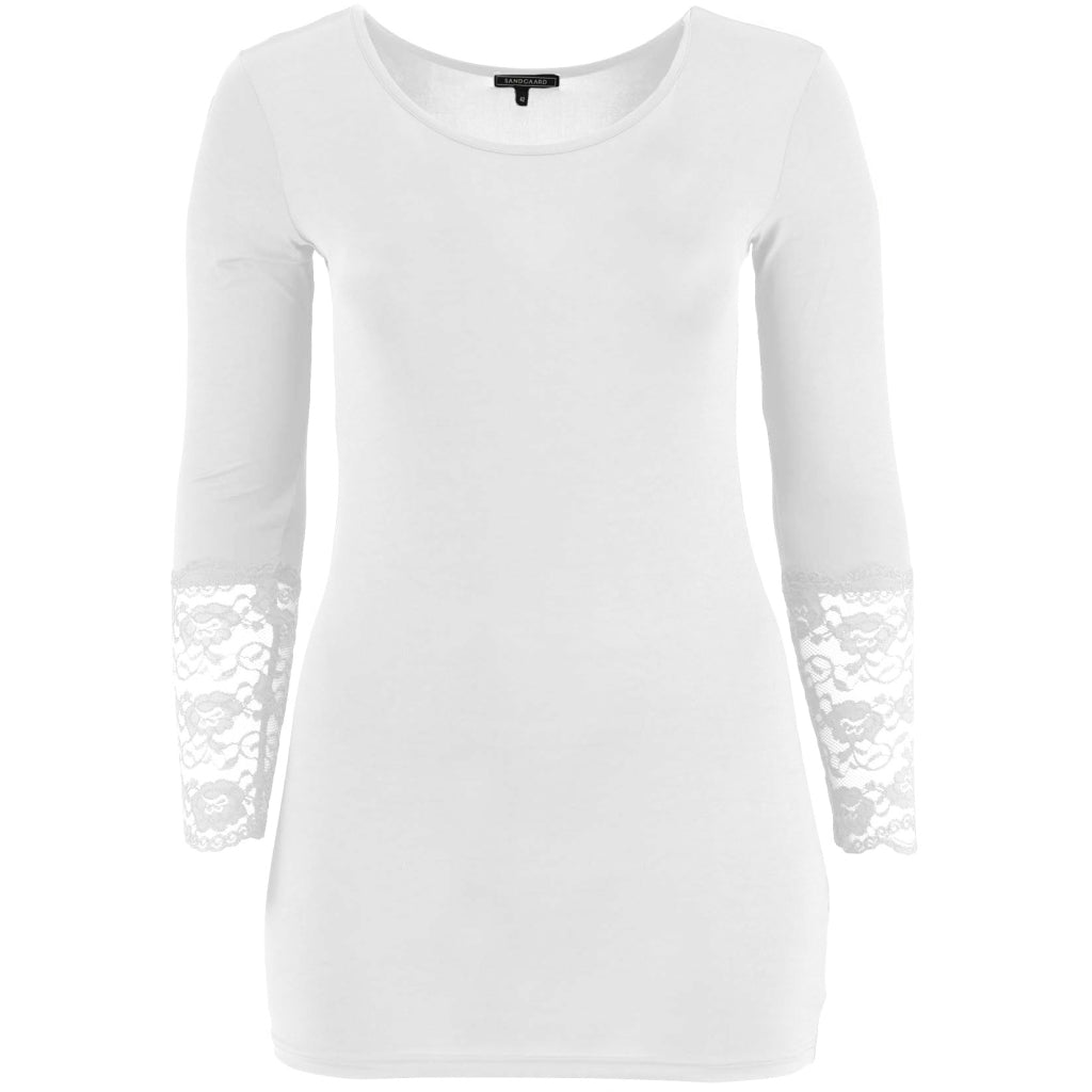 Sandgaard Bluse med blonde ærmer Top White