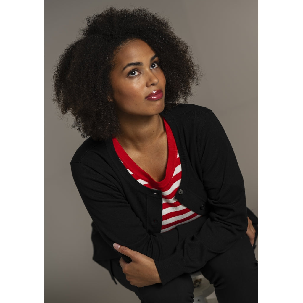 Sandgaard Lang cardigan med lommer Long Cardigan Black