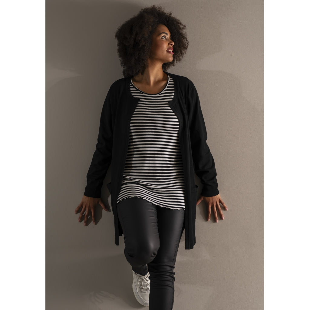 Sandgaard Lang cardigan med lommer Long Cardigan Black