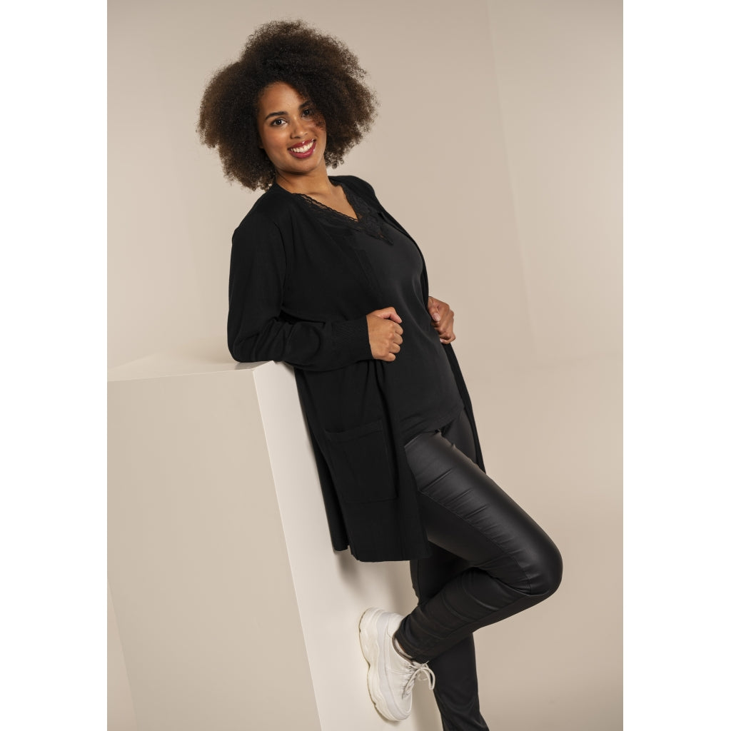 Sandgaard Lang cardigan med lommer Long Cardigan Black