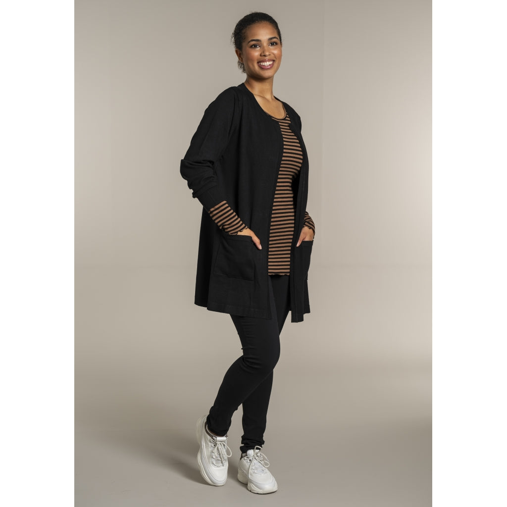 Sandgaard Lang cardigan med lommer Long Cardigan Black