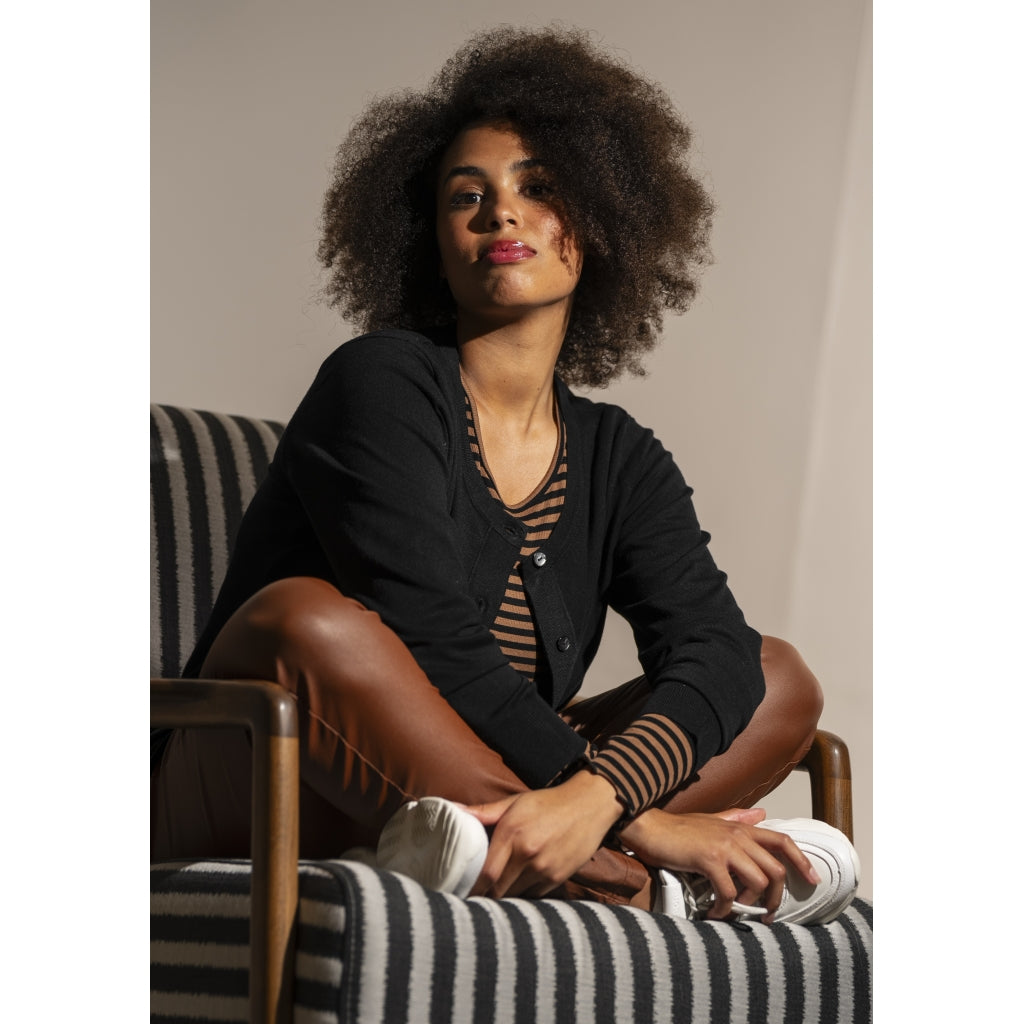 Sandgaard Lang cardigan med lommer Long Cardigan Black