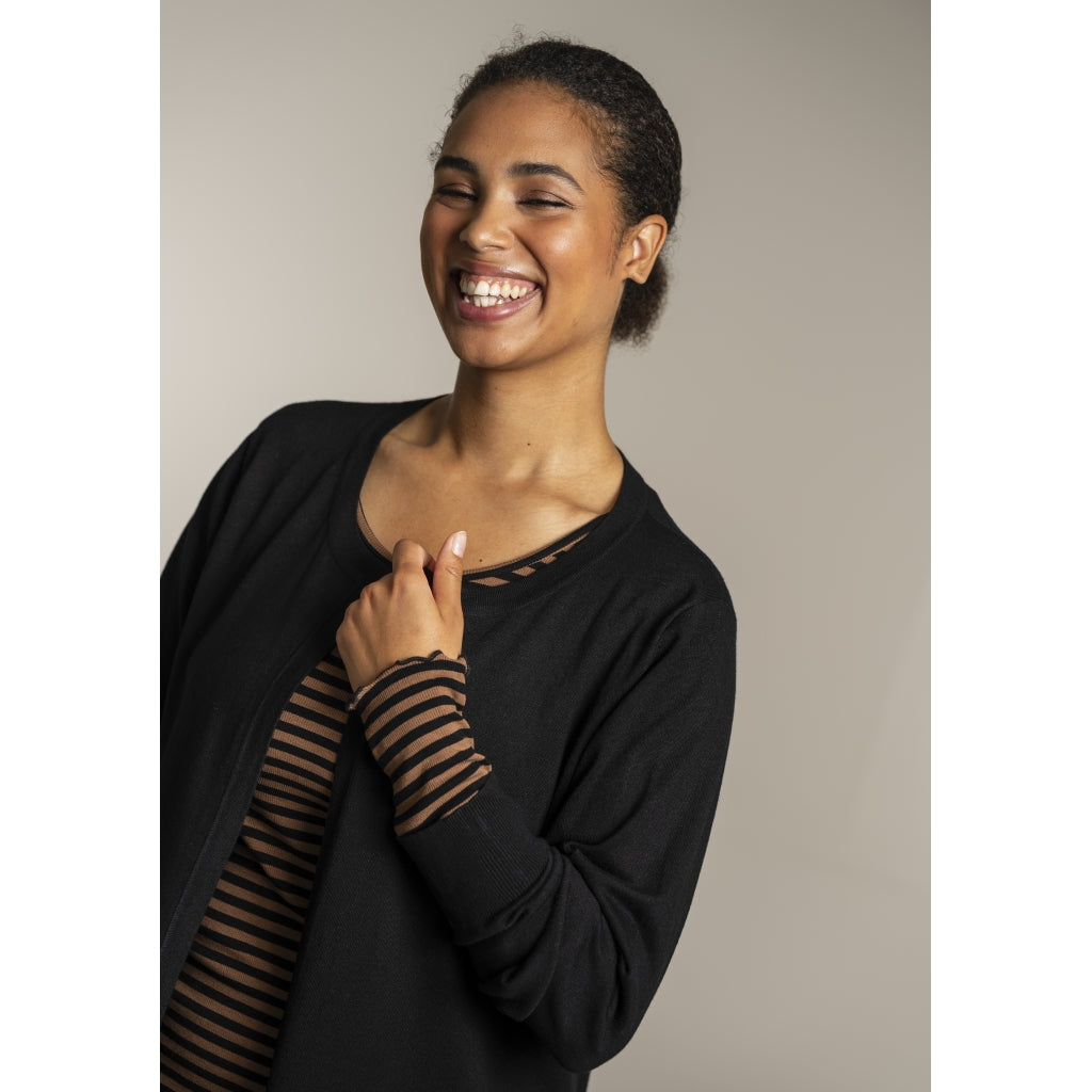 Sandgaard Lang cardigan med lommer Long Cardigan Black