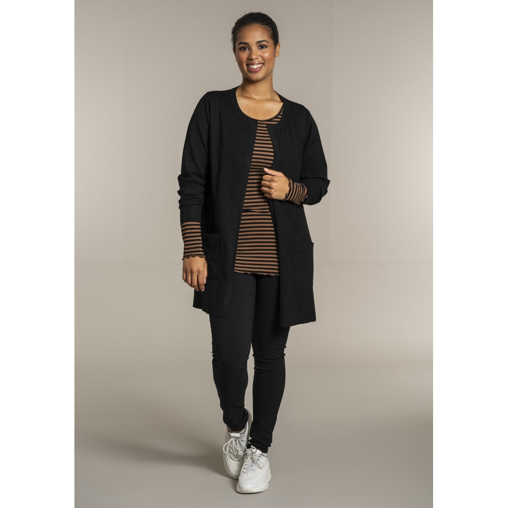 Sandgaard Lang cardigan med lommer Long Cardigan Black