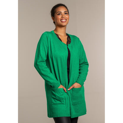 Sandgaard Lang cardigan med lommer Long Cardigan Grass green
