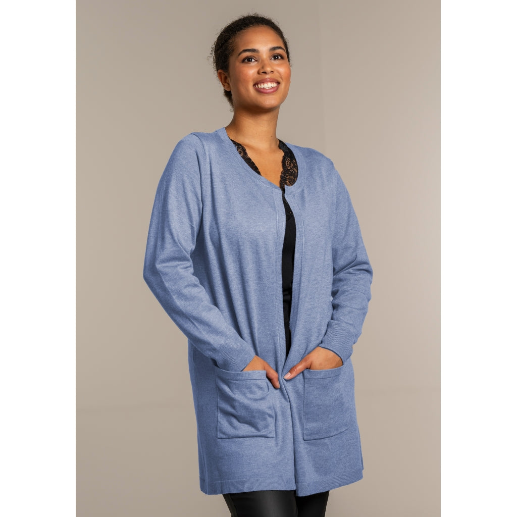 Sandgaard Lang cardigan med lommer Long Cardigan light Blue
