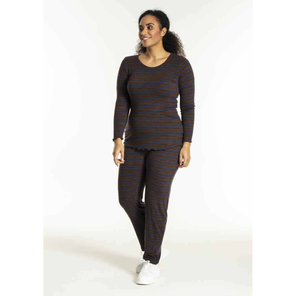 Sandgaard Rib Pants Pants Dark Blue/Dark Brown