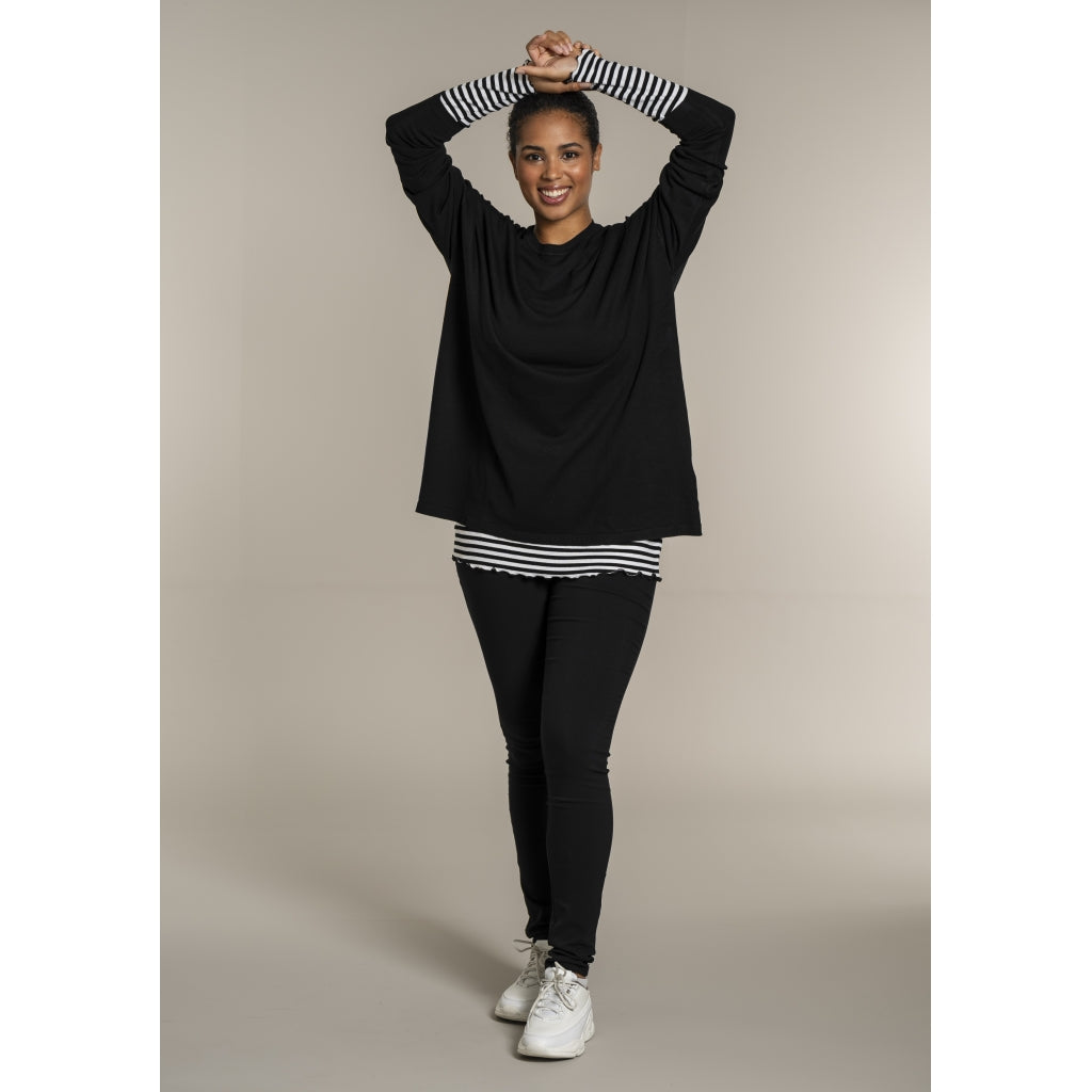 Sandgaard Strikket langærmet bluse Blouse Black