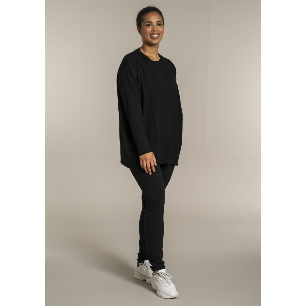 Sandgaard Strikket langærmet bluse Blouse Black