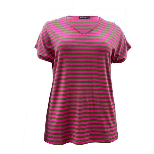 Sandgaard T-shirt striped T-Shirt Striped Pink/Army