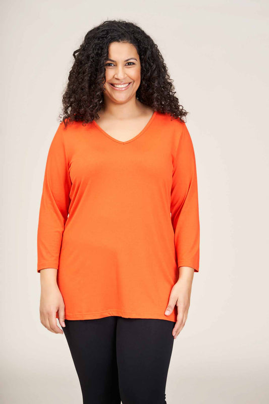 Sandgaard T-shirt with 3/4 sleeves T-Shirt Chili Orange