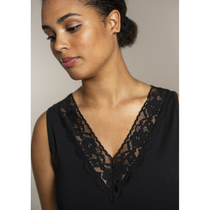 Sandgaard Top With Lace Top Black