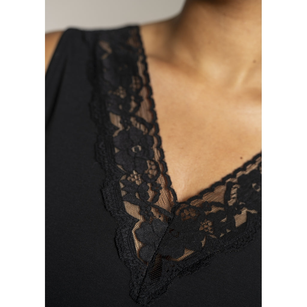 Sandgaard Top With Lace Top Black